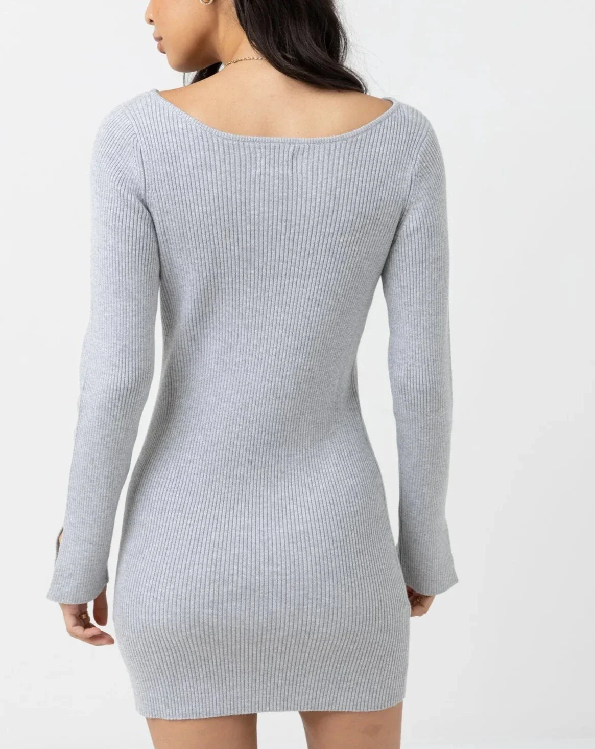 Noemie Knit Dress in Grey - Image 3