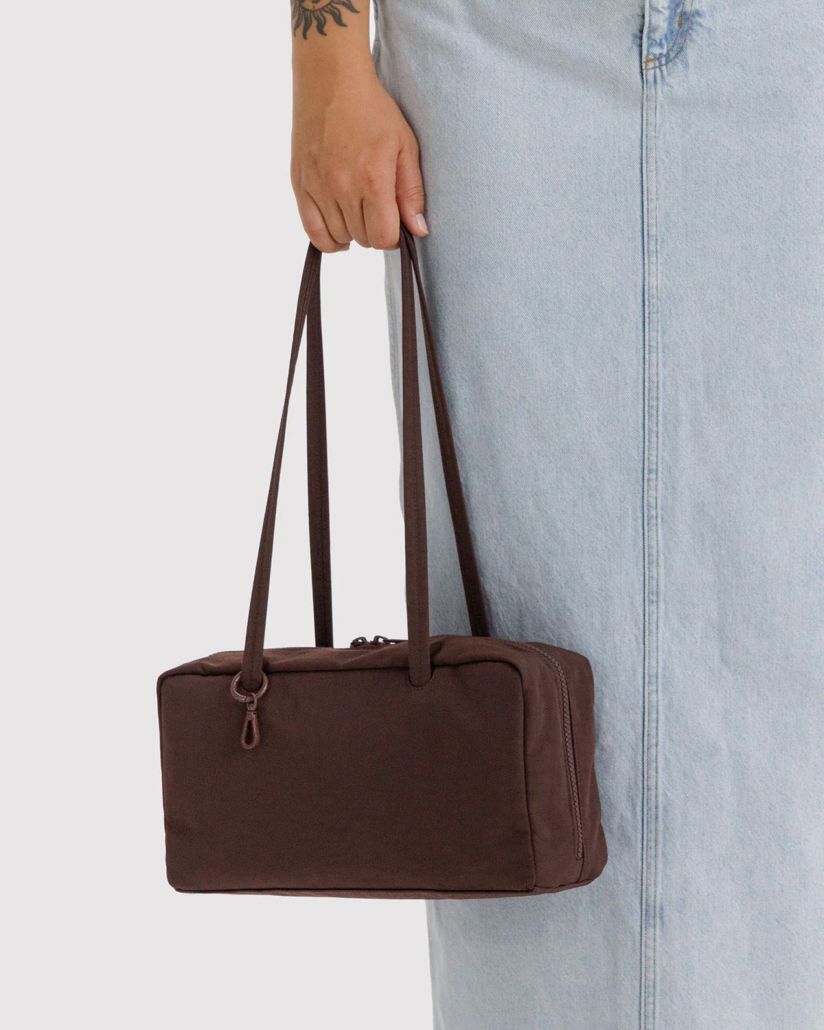 Nylon Bowler Bag in Coffee - Image 2