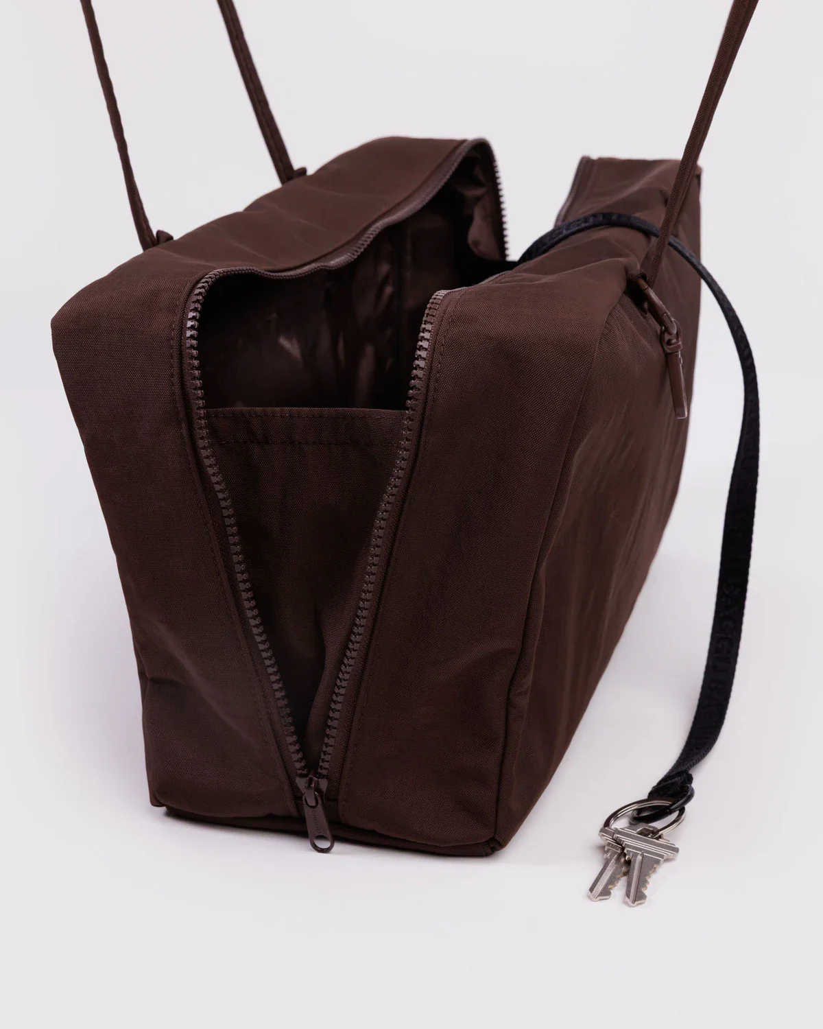 Medium Nylon Bowler Bag in Coffee - Image 3