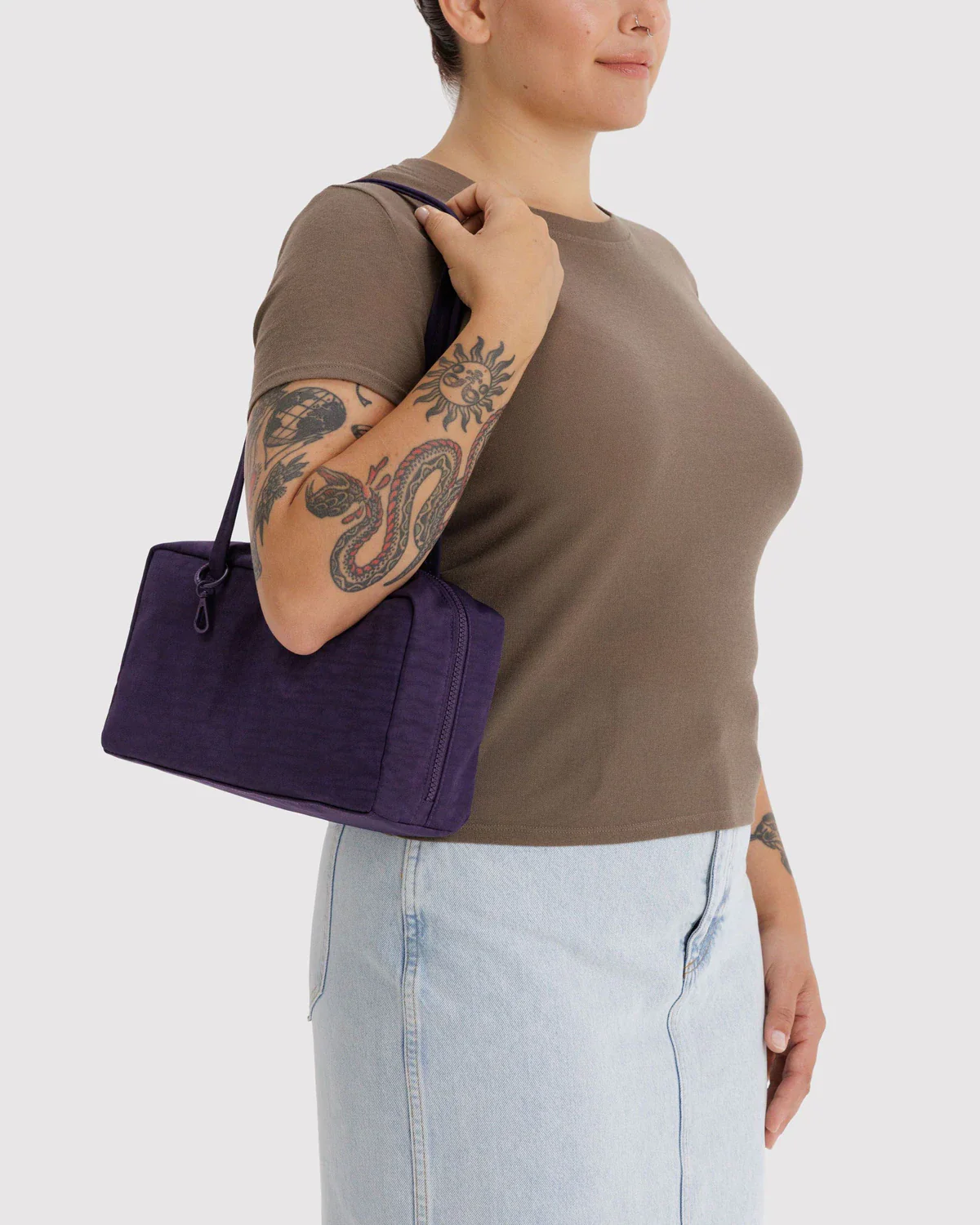 Nylon Bowler Bag in Fig - Image 2