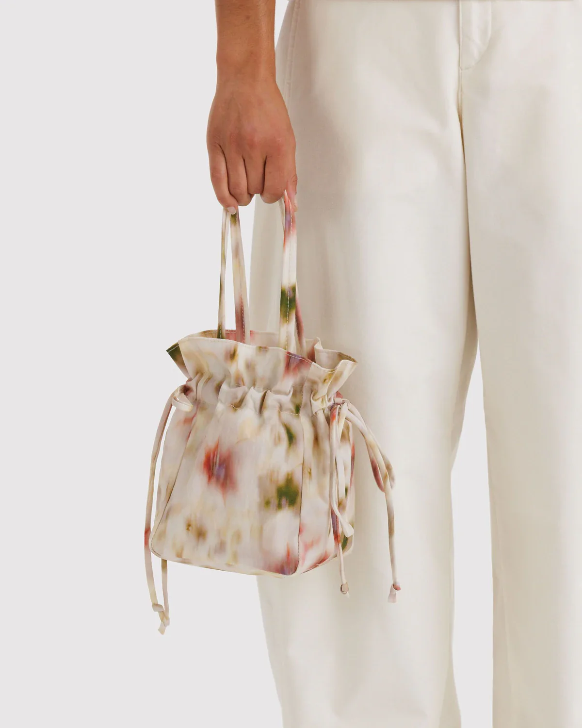 Nylon Drawstring Bag in Abstract Floral - Image 3