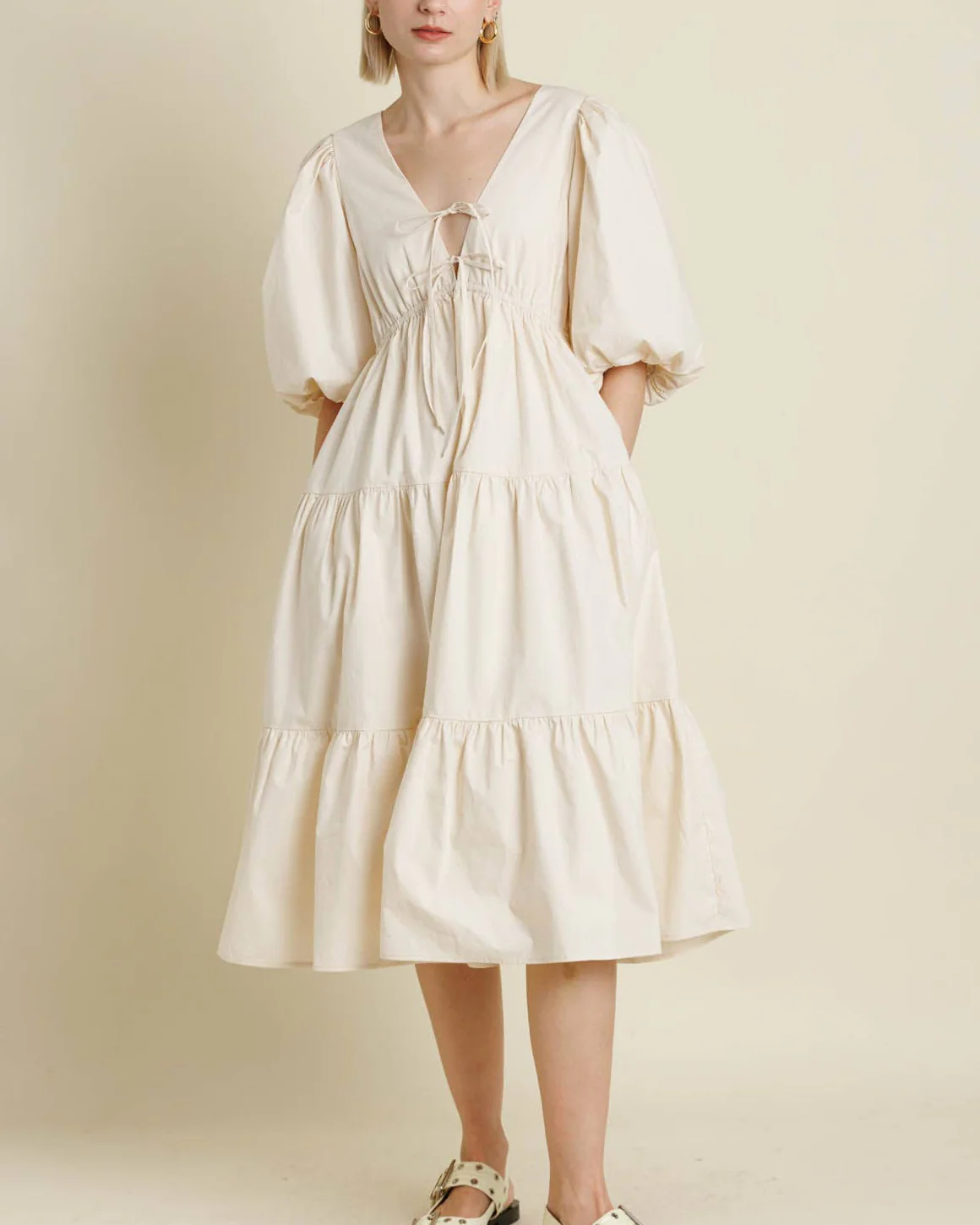 Ophelia Tiered Dress in Ivory
