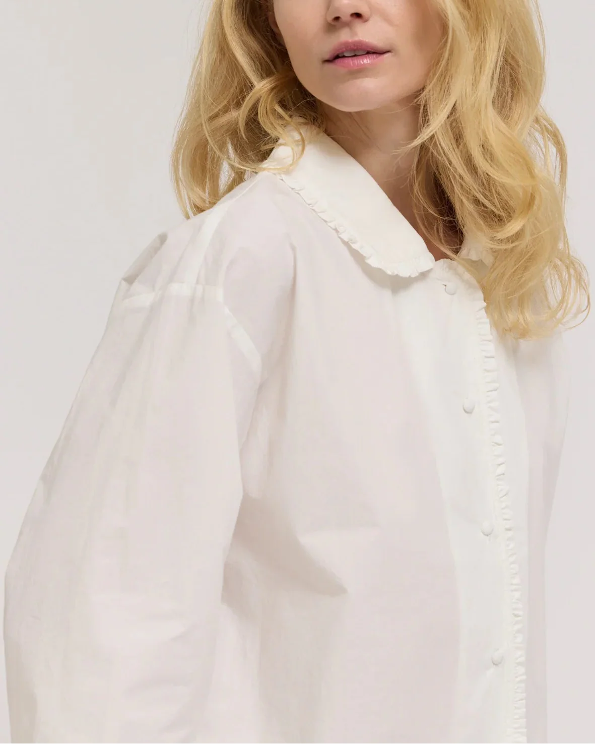 Ottie Ruffle Shirt in Off White - Image 4