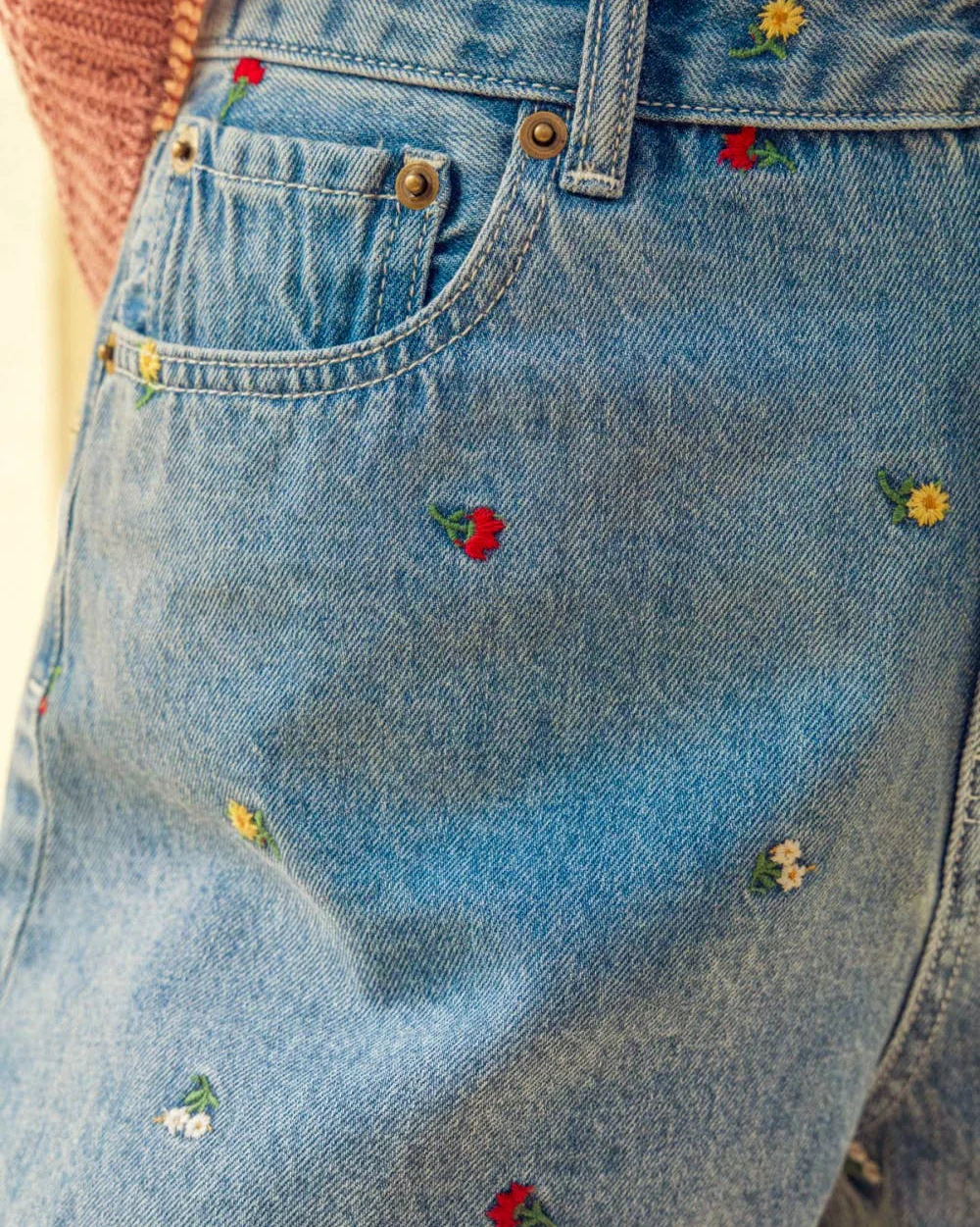 Embroidery Denim Shorts - Image 4