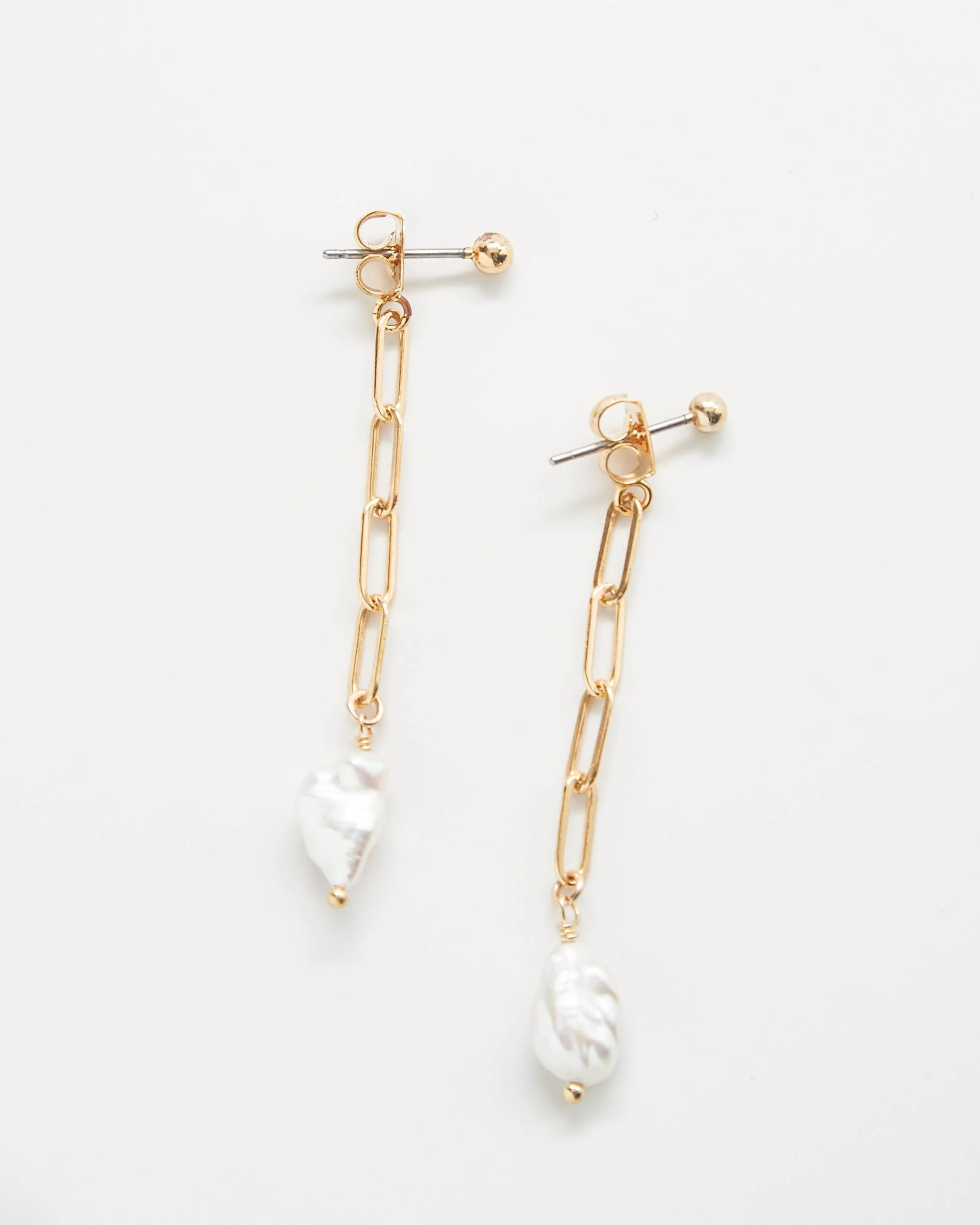 Pearl Gemstone Chain Jacket Earrings