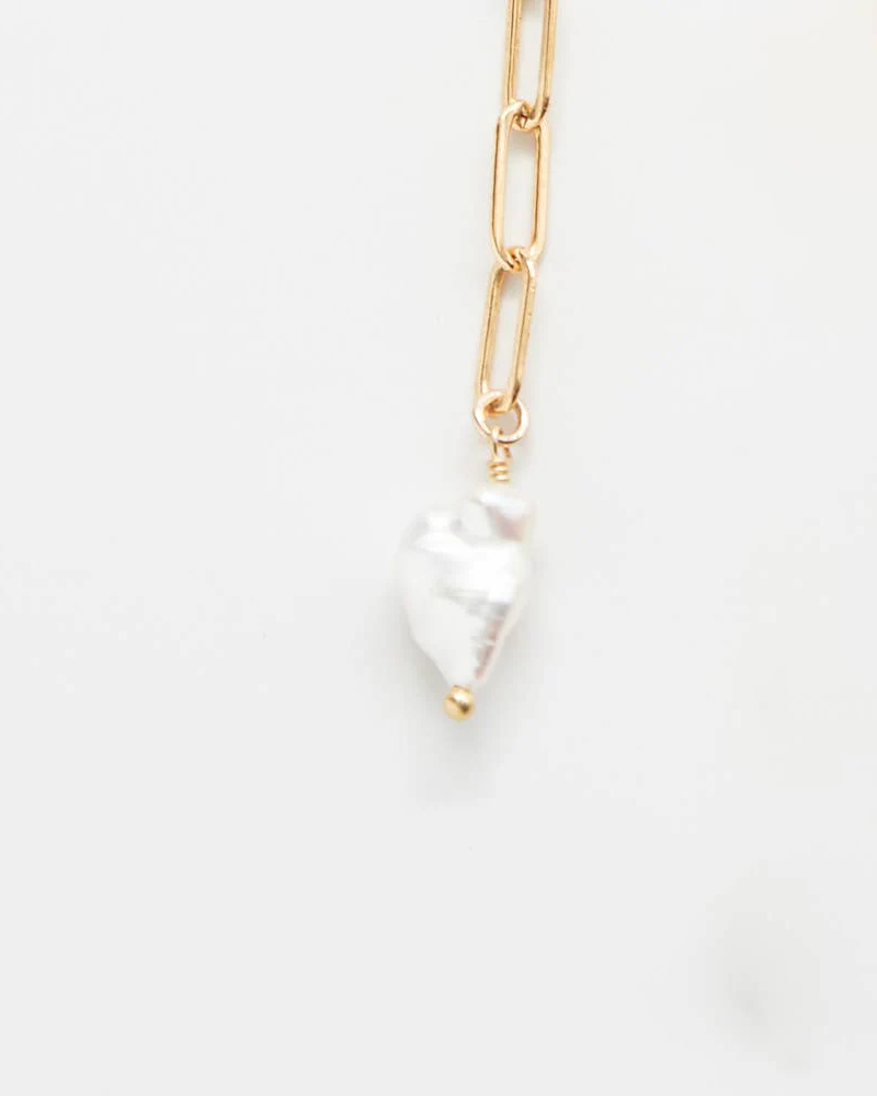 Pearl Gemstone Chain Jacket Earrings - Image 3