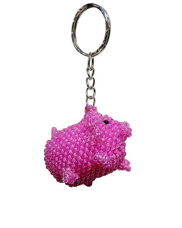 Pig Beaded Keychain