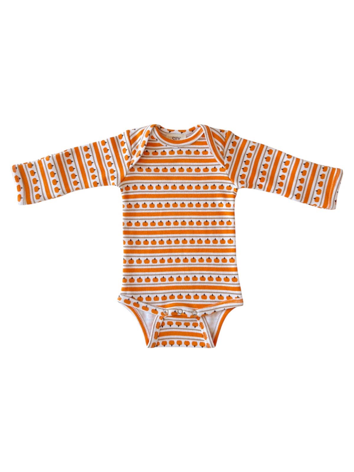 Long Sleeve Bodysuit in Pumpkin Stripe - Image 2