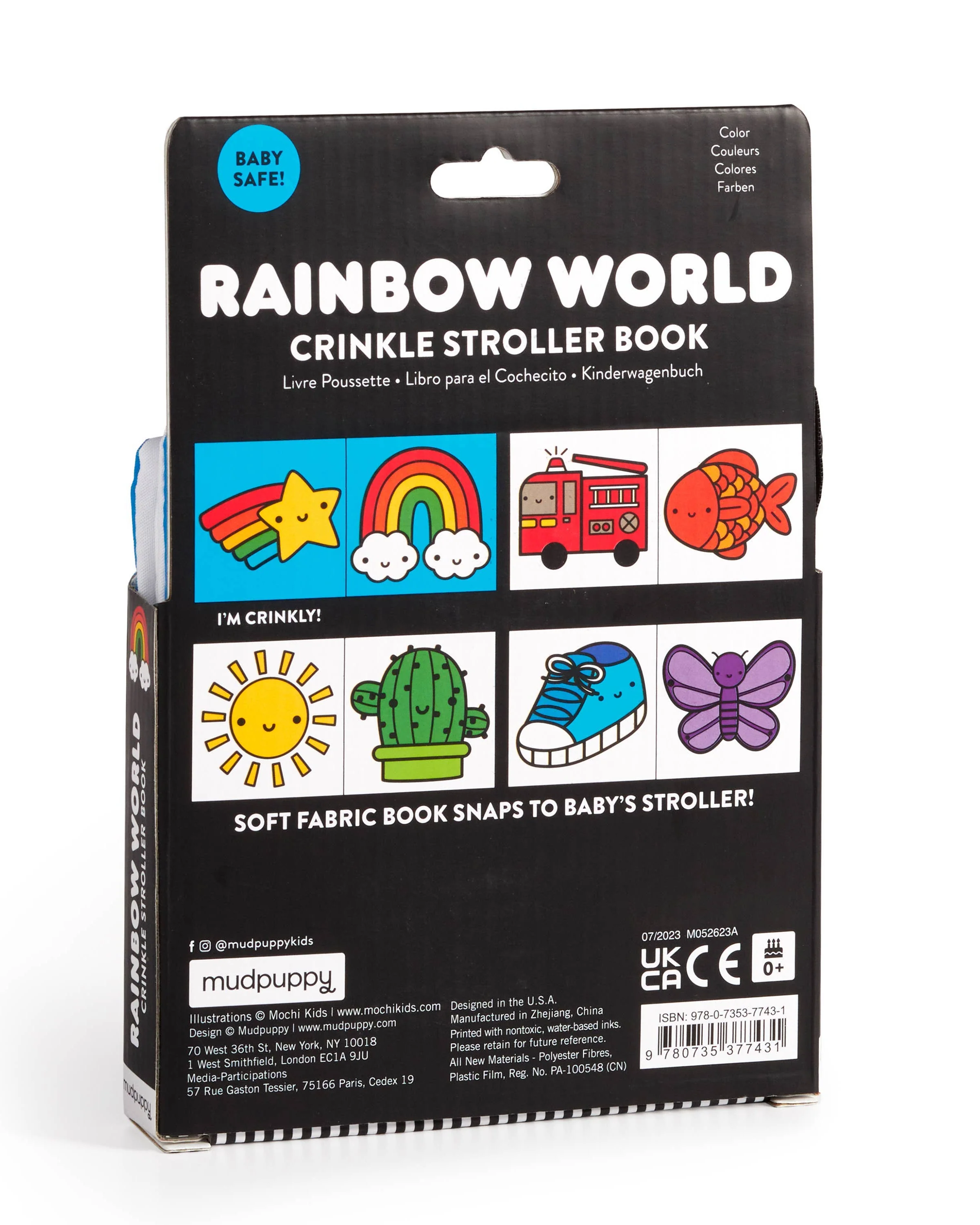 Rainbow World Crinkle Fabric Stroller Book - Image 2
