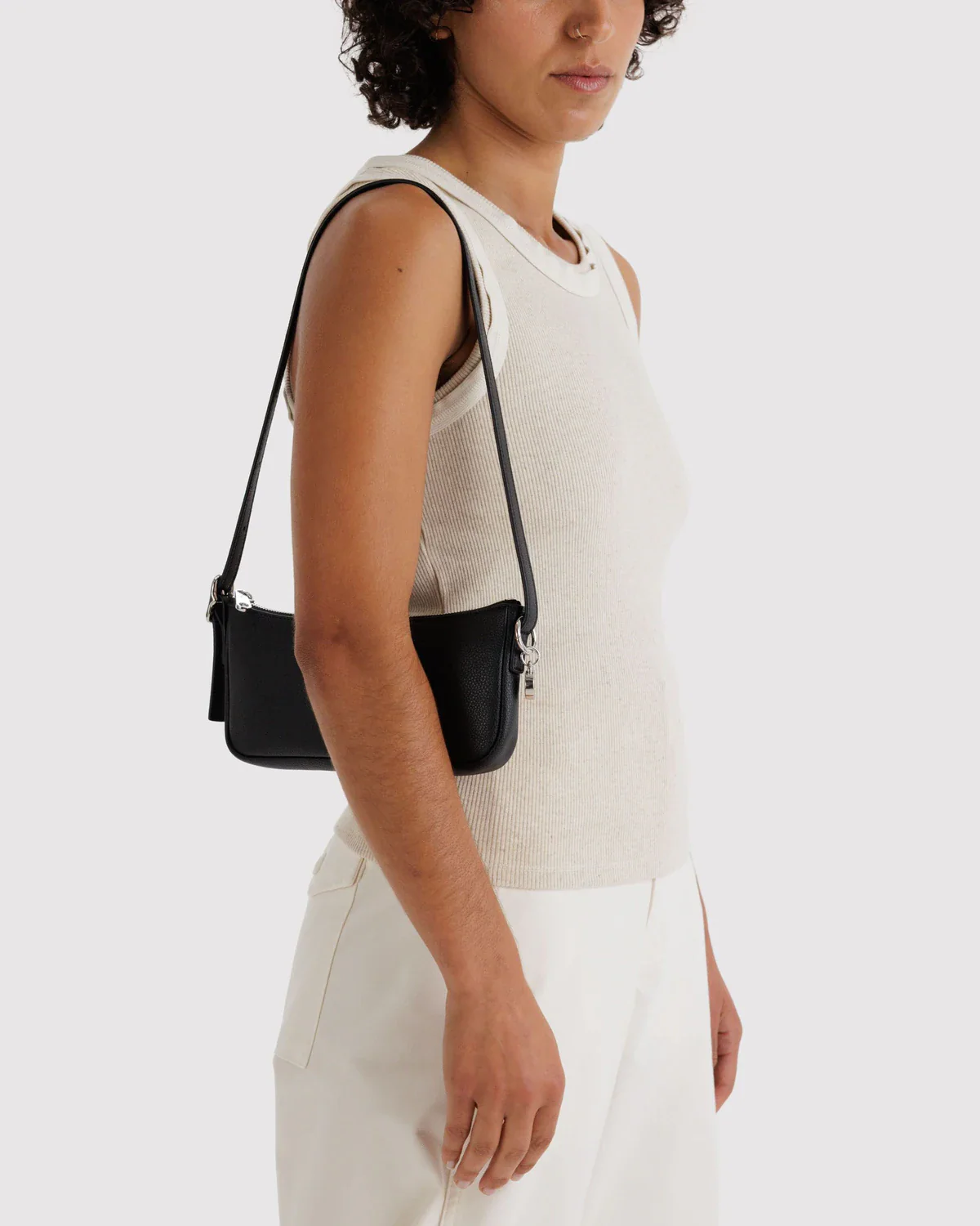 Recycled Leather Pochette in Black - Image 2