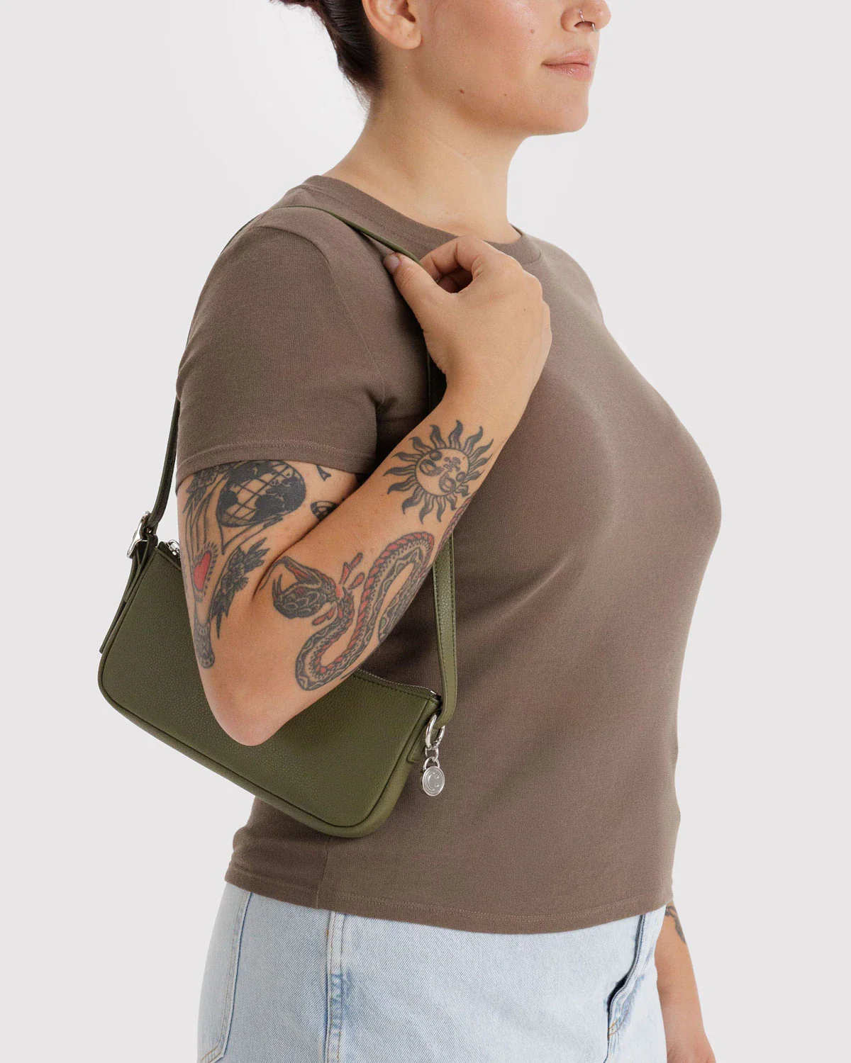 Recycled Leather Pochette in Loden - Image 2