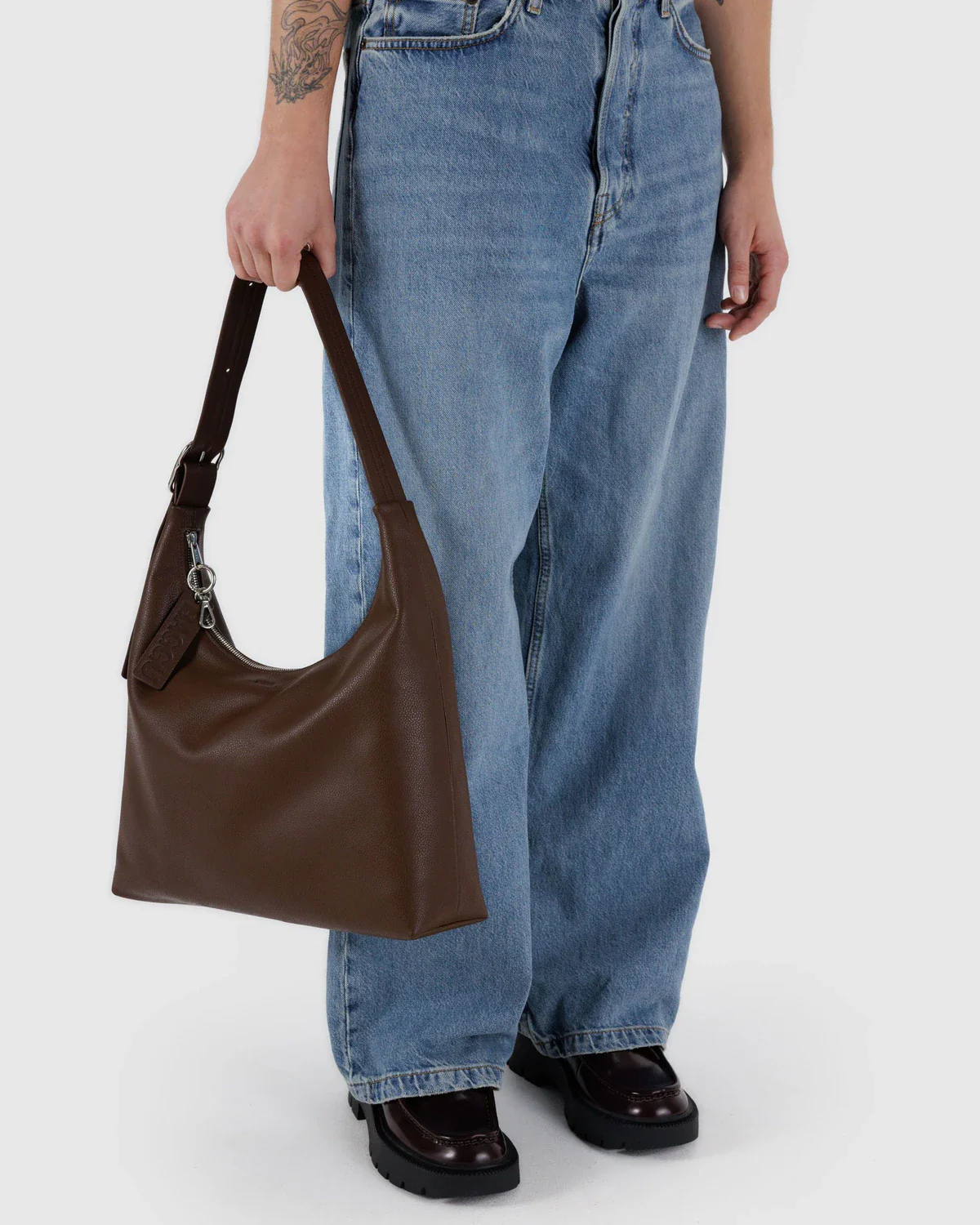 Recycled Leather Shoulder Bag in Brown - Image 2