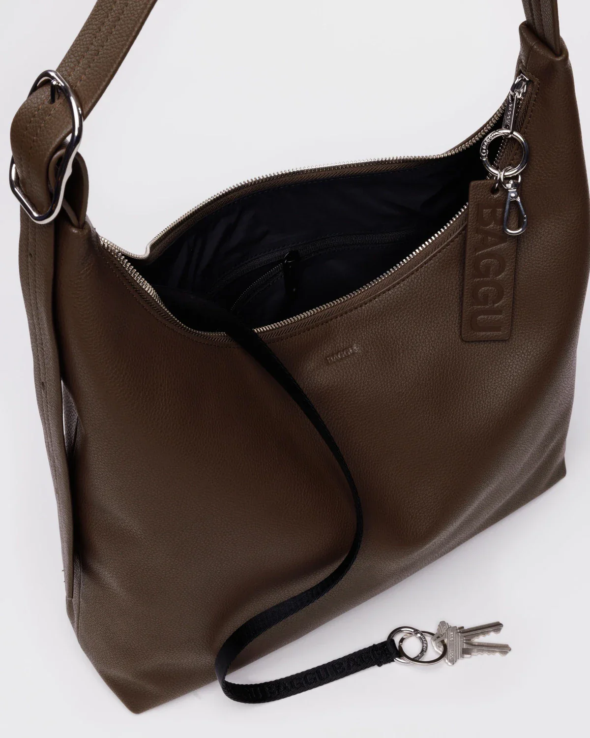 Recycled Leather Shoulder Bag in Brown - Image 4