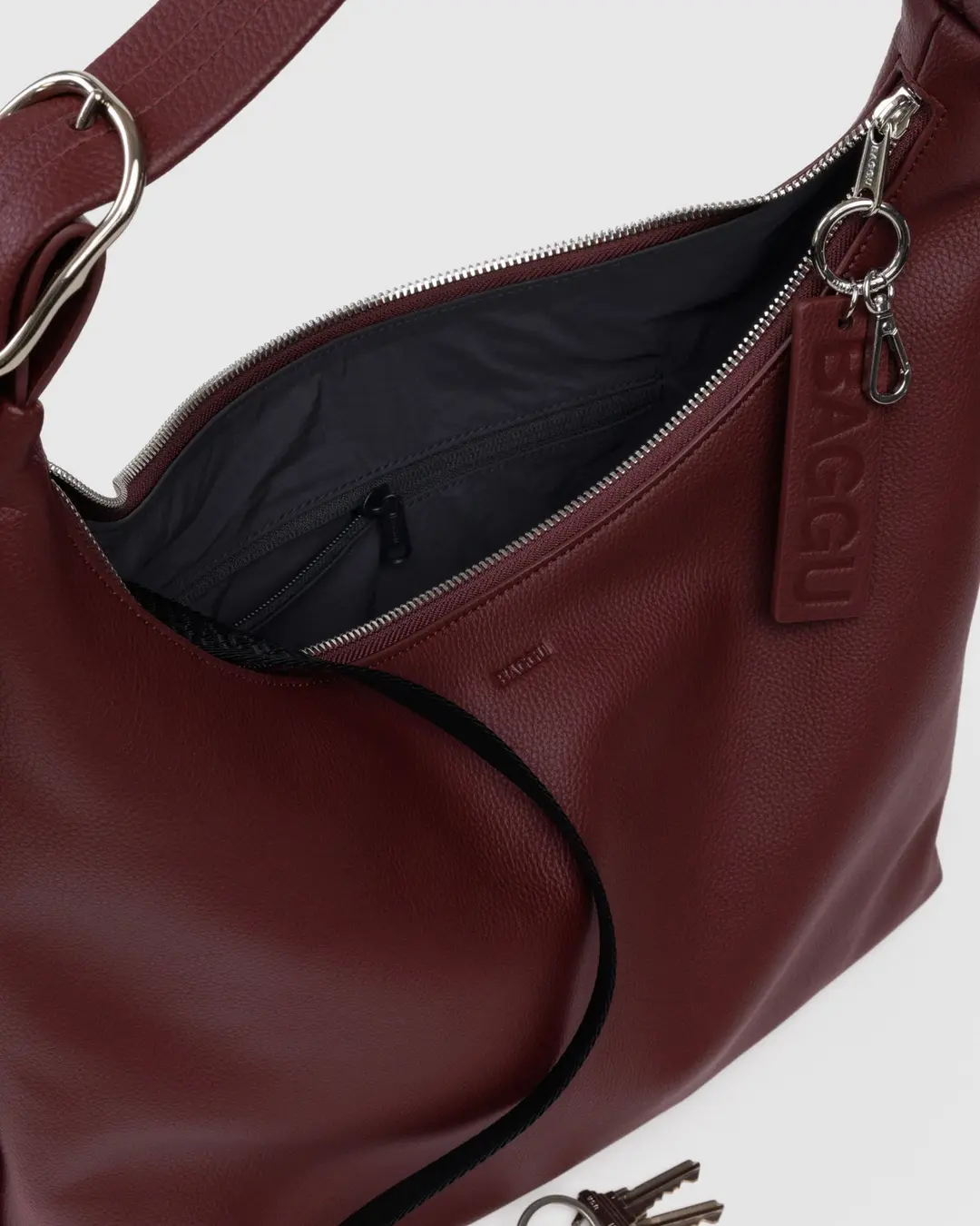 Recycled Leather Shoulder Bag in Mahogany - Image 4