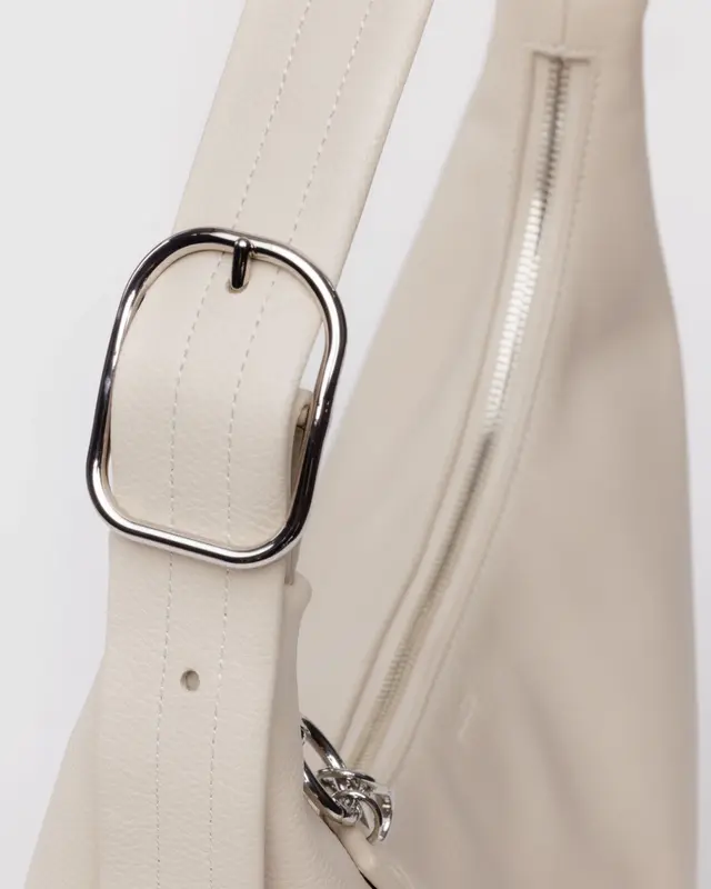 Recycled Leather Shoulder Bag in Stone - Image 4