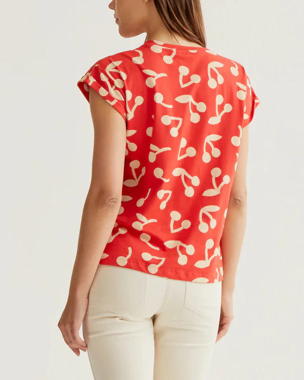 Red Cherry Print T-Shirt - Image 3