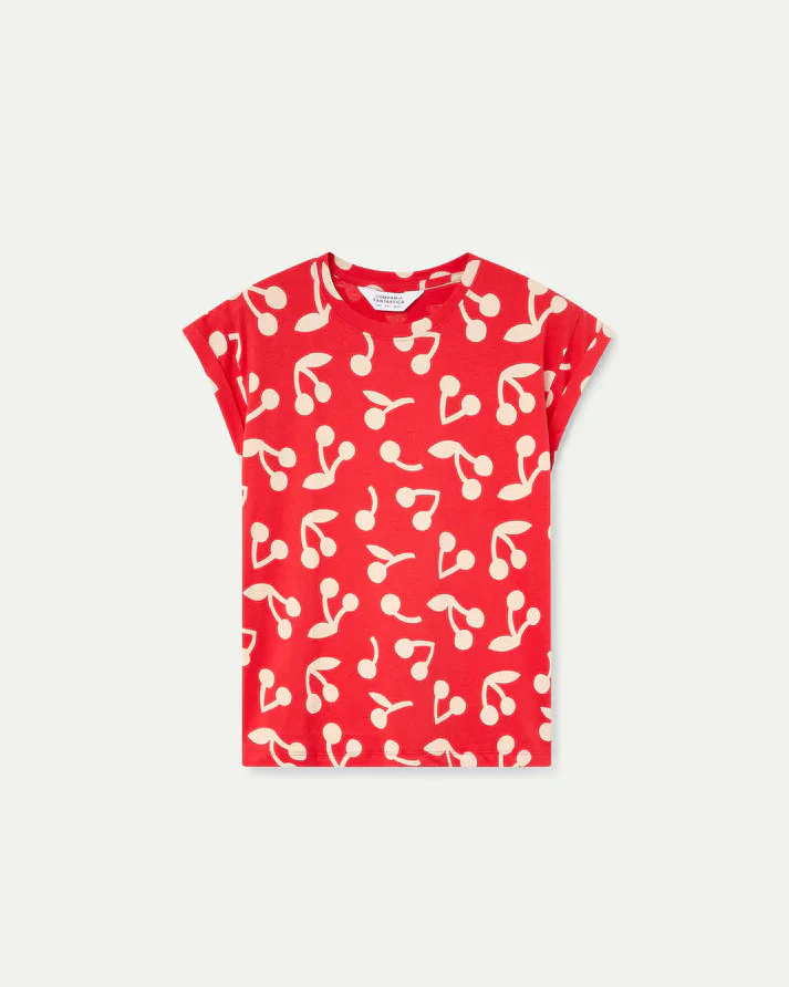 Red Cherry Print T-Shirt - Image 4