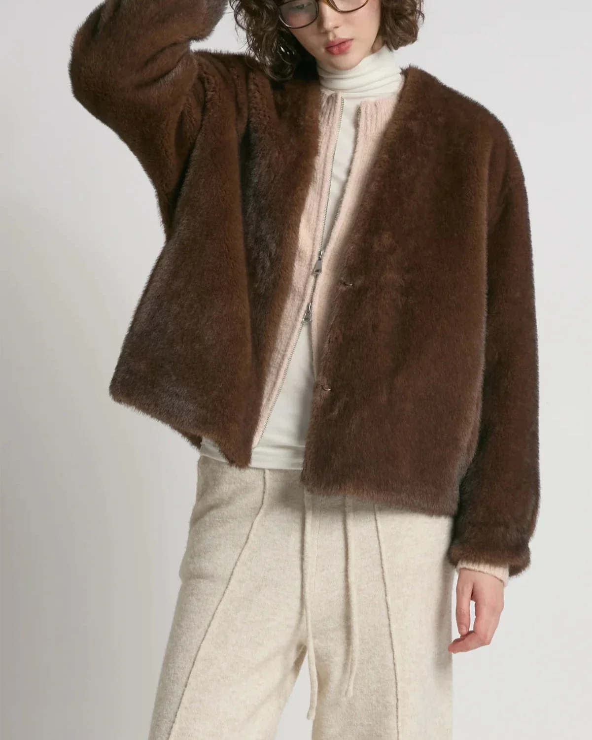 Reve Faux Fur Jacket in Espresso - Image 3