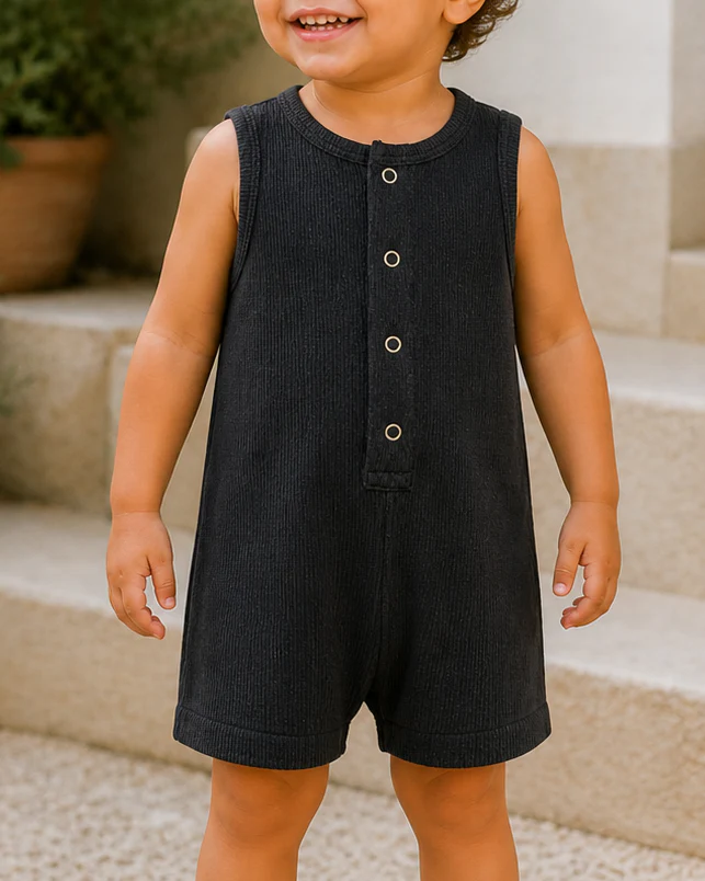 Ribbed Shortie in Charcoal Speckle
