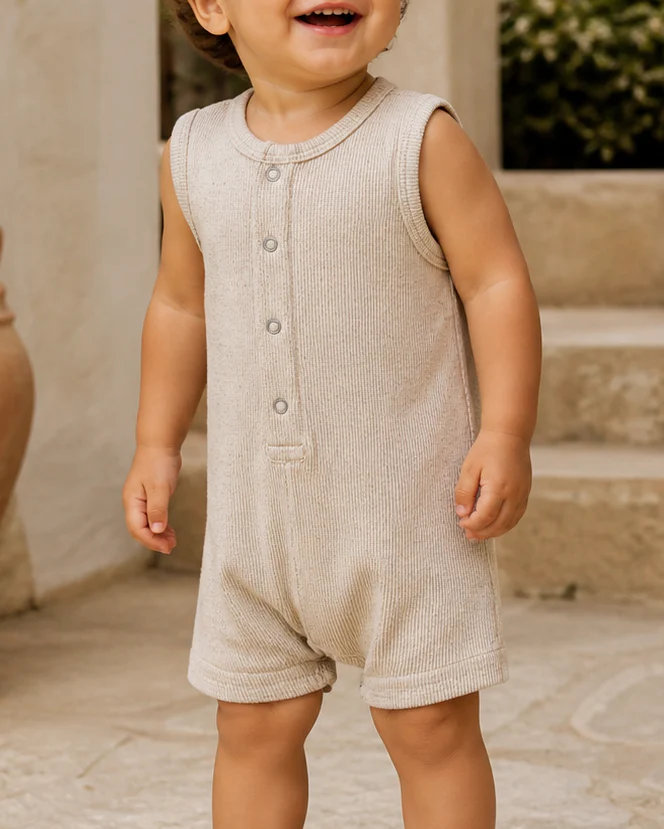 Ribbed Shortie in Tan Speckle