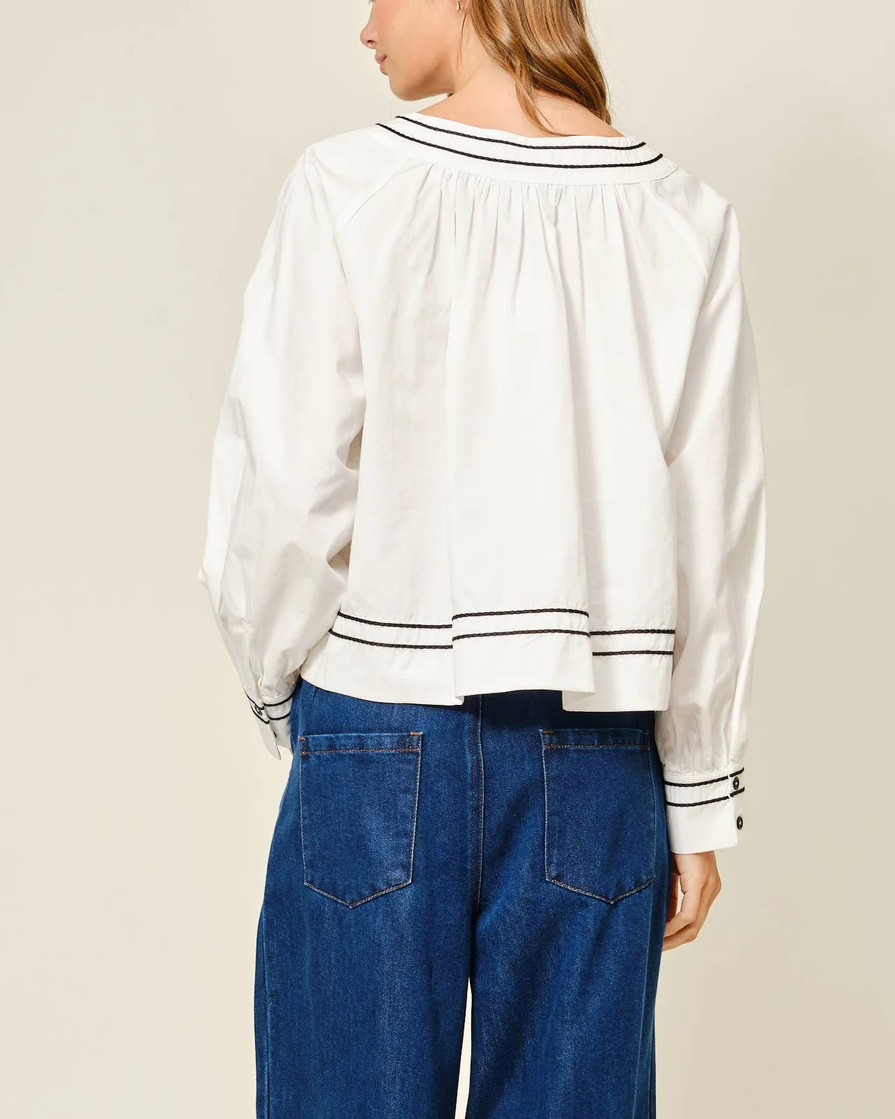 Ribbon Blouse in Off White - Image 5