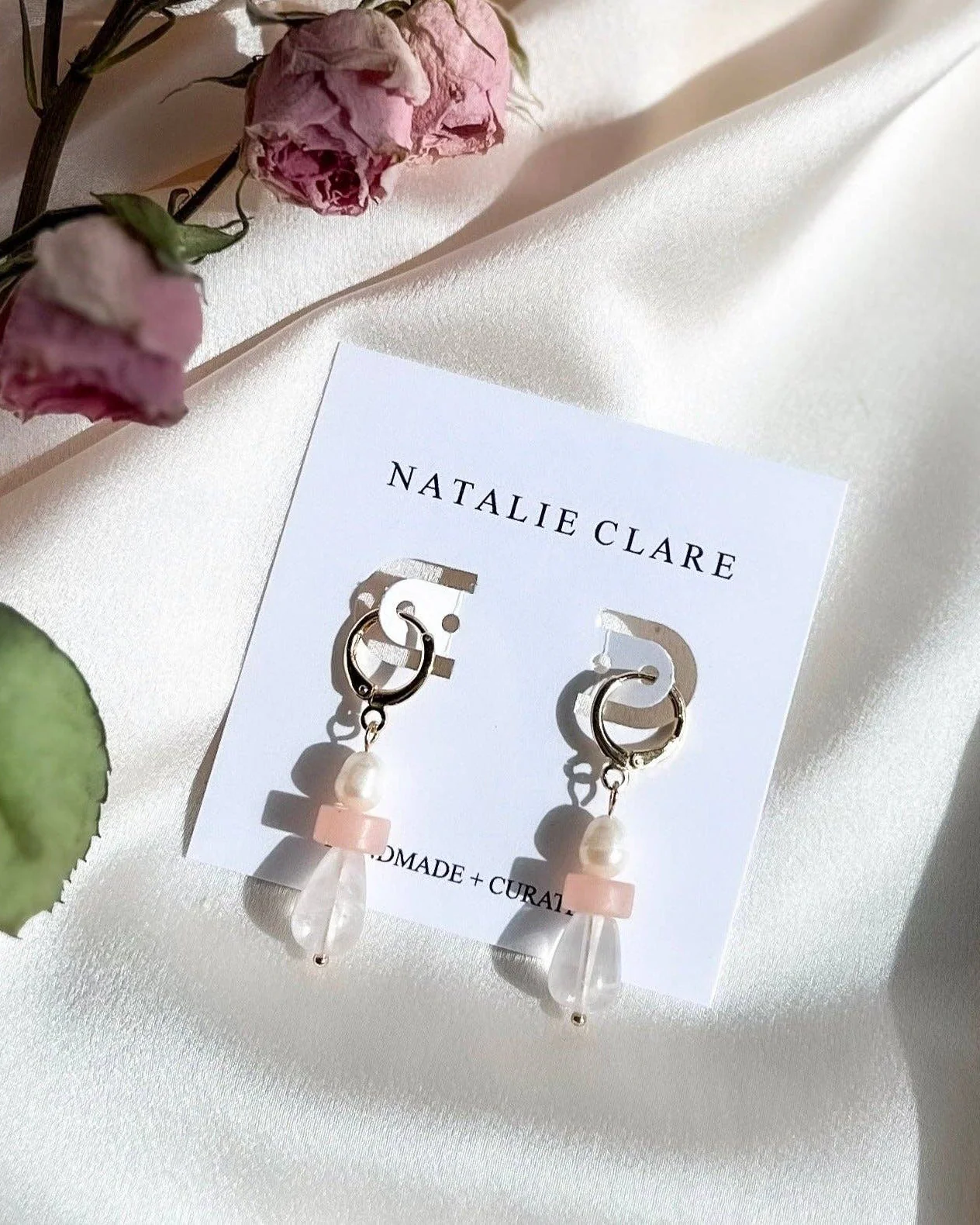 Rose Quartz Stack Hoop - Image 3