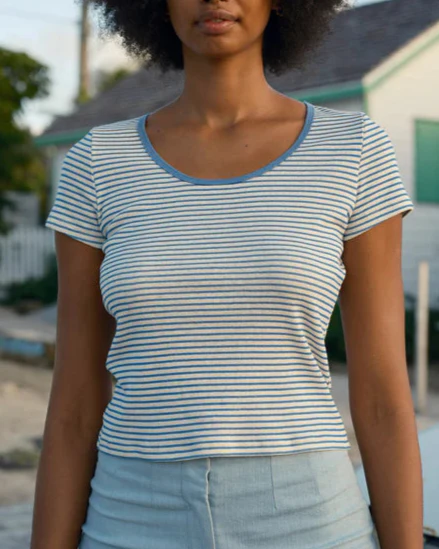 Scoop Ribsy Tee in Navy Stripe