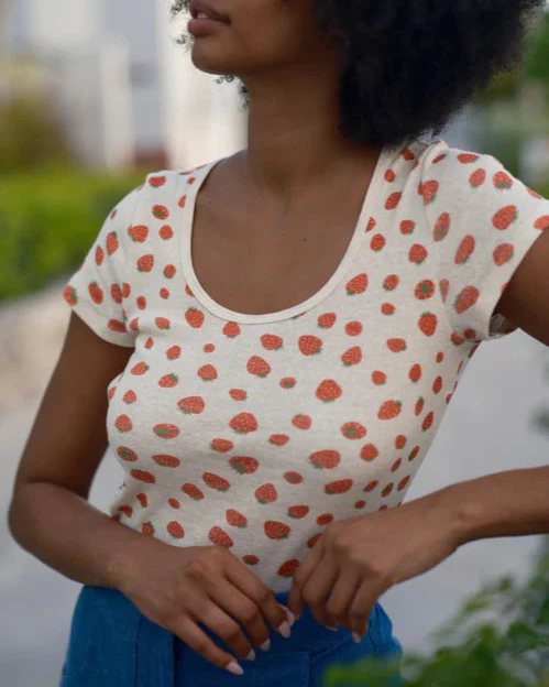 Scoop Ribsy Tee in Strawberry - Image 2