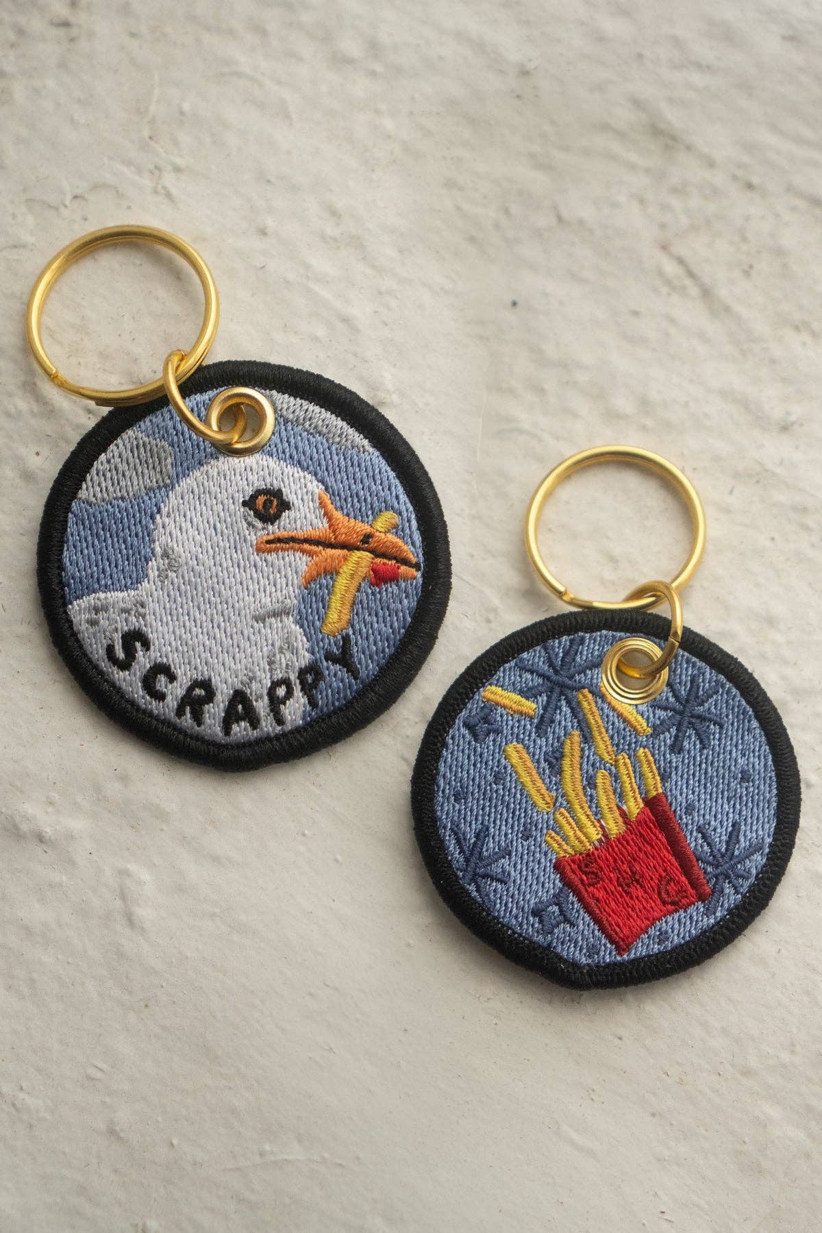 Scrappy Seagull  Embroidered Keychain