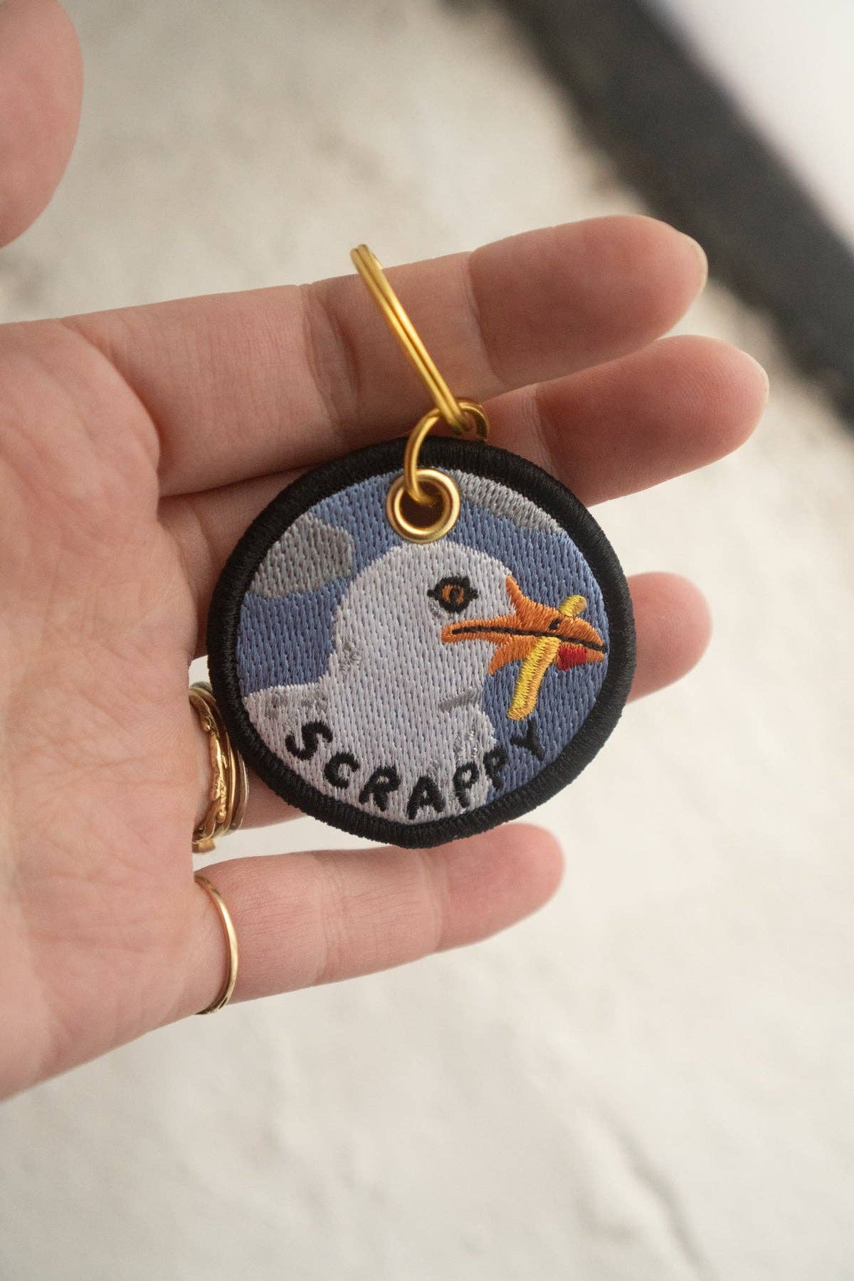Scrappy Seagull  Embroidered Keychain - Image 2