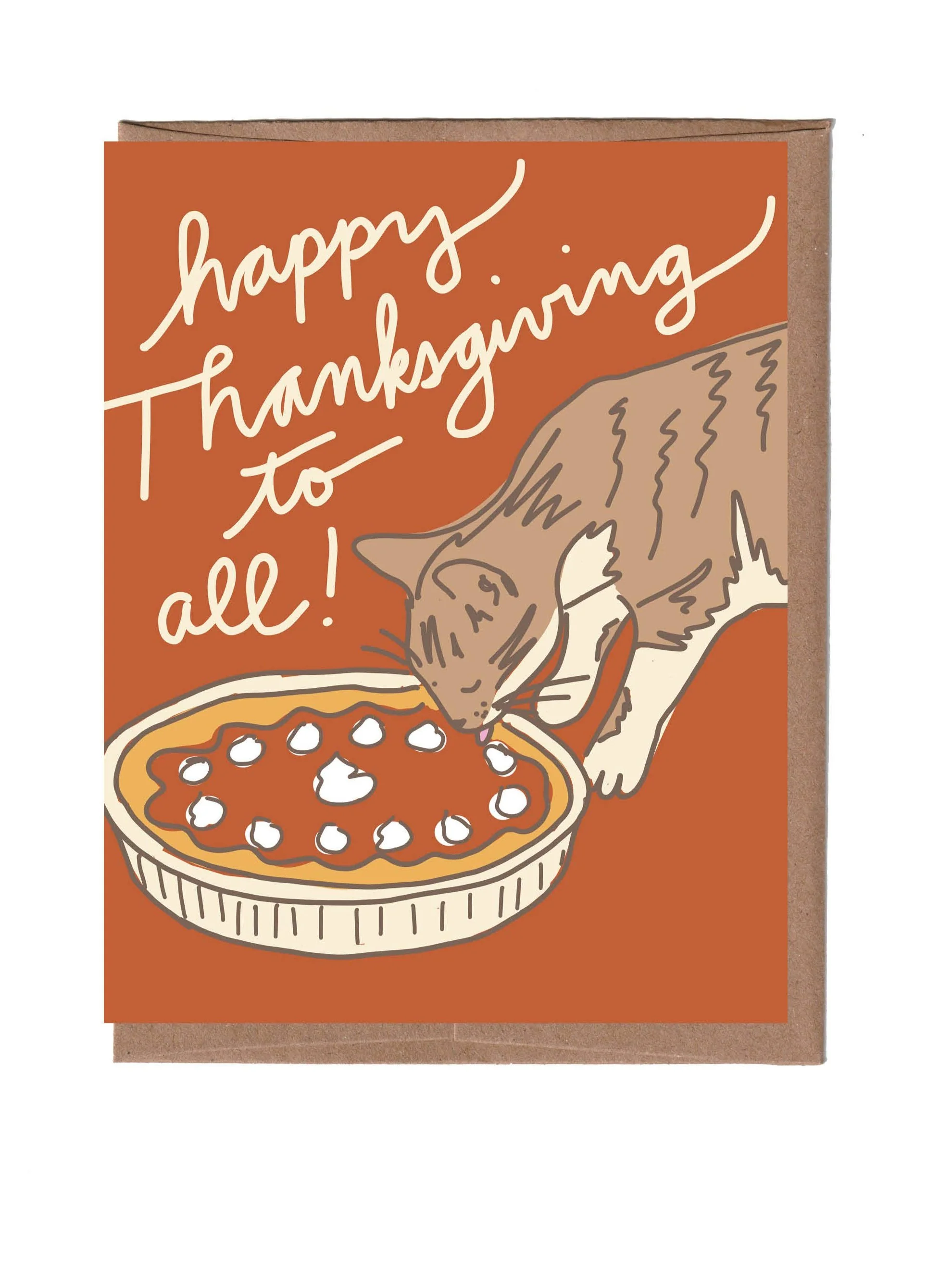 Scratch & Sniff Cat with Pie Thanksgiving Card
