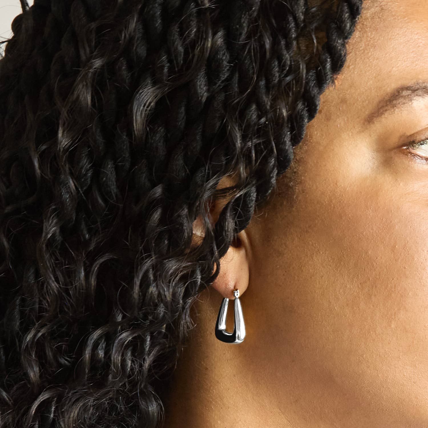 Silver Triangle Hoop Earrings - Image 2