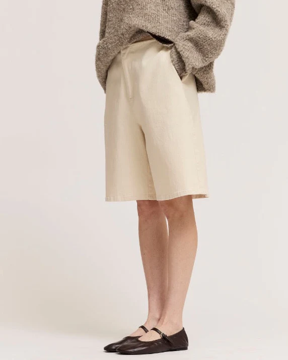 Sloane Denim Shorts in Milk - Image 4