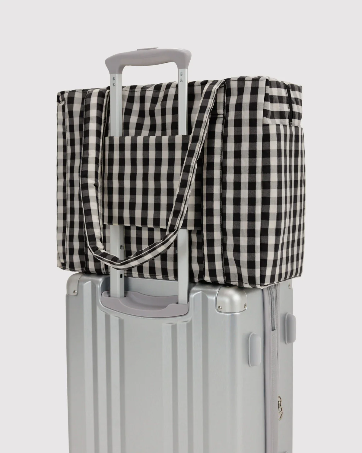Small Cloud Carry-On in Black & Cream Gingham - Image 2