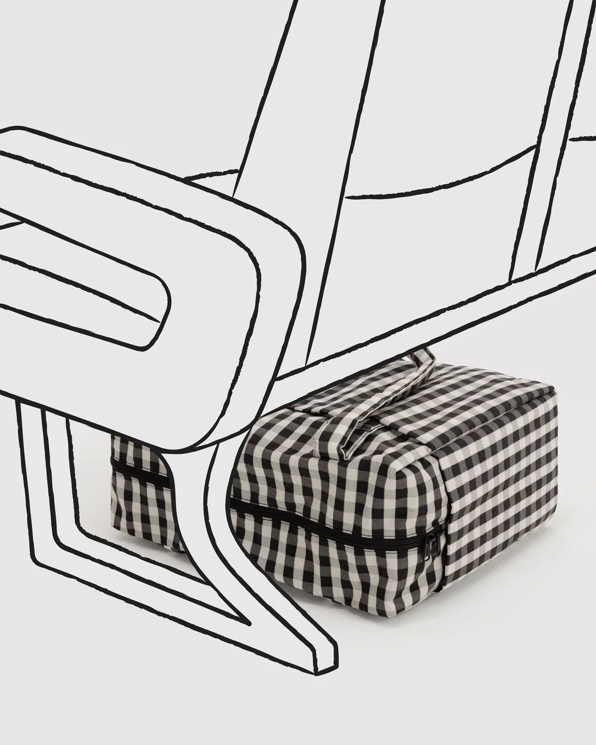 Small Cloud Carry-On in Black & Cream Gingham - Image 5