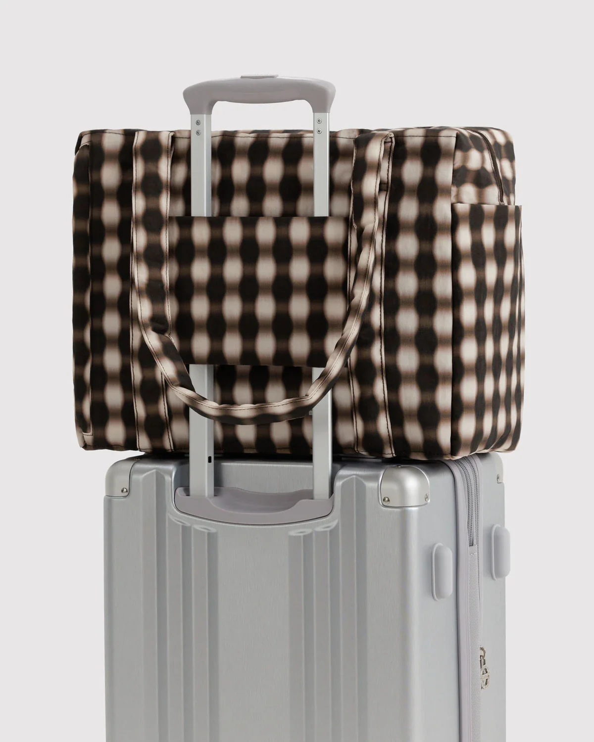 Small Cloud Carry-On in Blurred Gingham Brown - Image 3