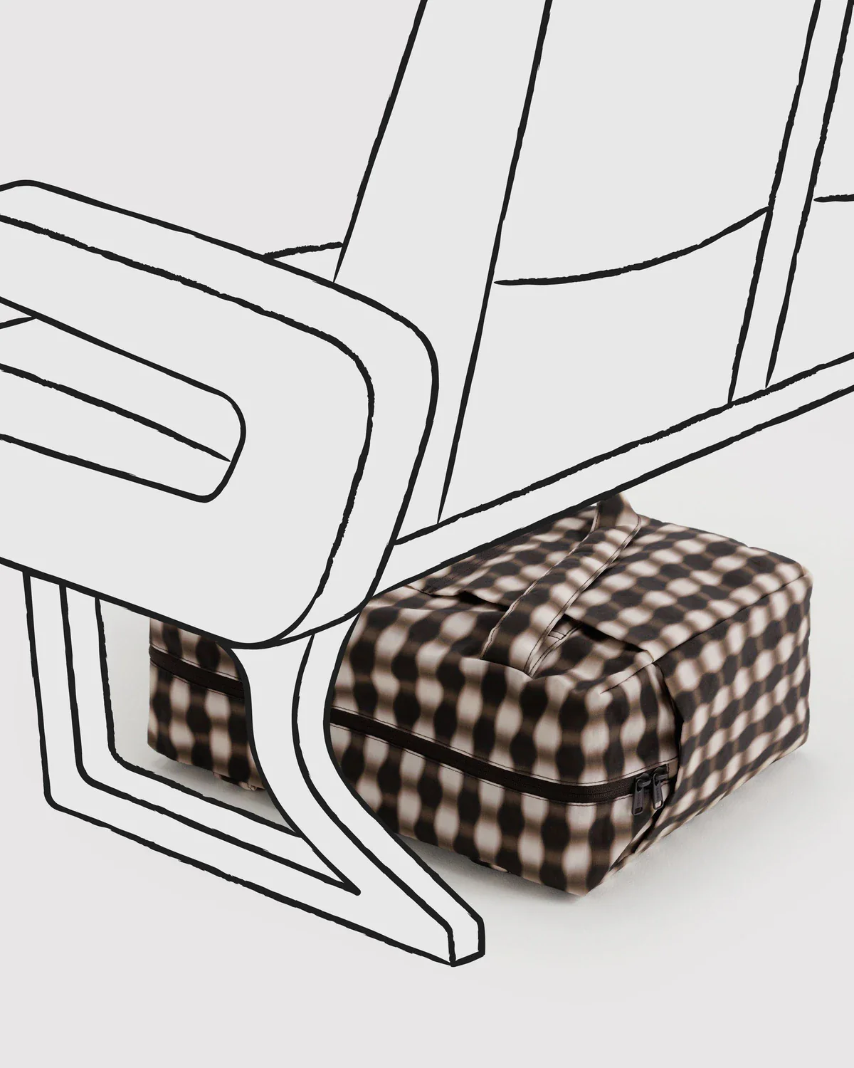 Small Cloud Carry-On in Blurred Gingham Brown - Image 5