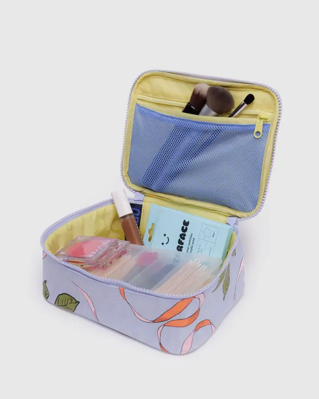 Small Cosmetic Case in Apricots & Ribbons - Image 2