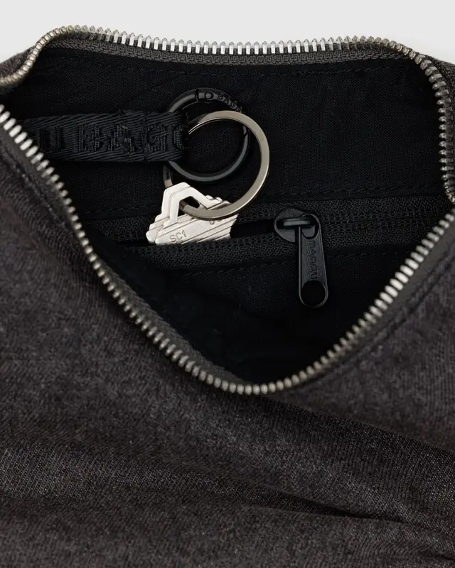 Small Denim Crescent Bag in Washed Black Denim - Image 3