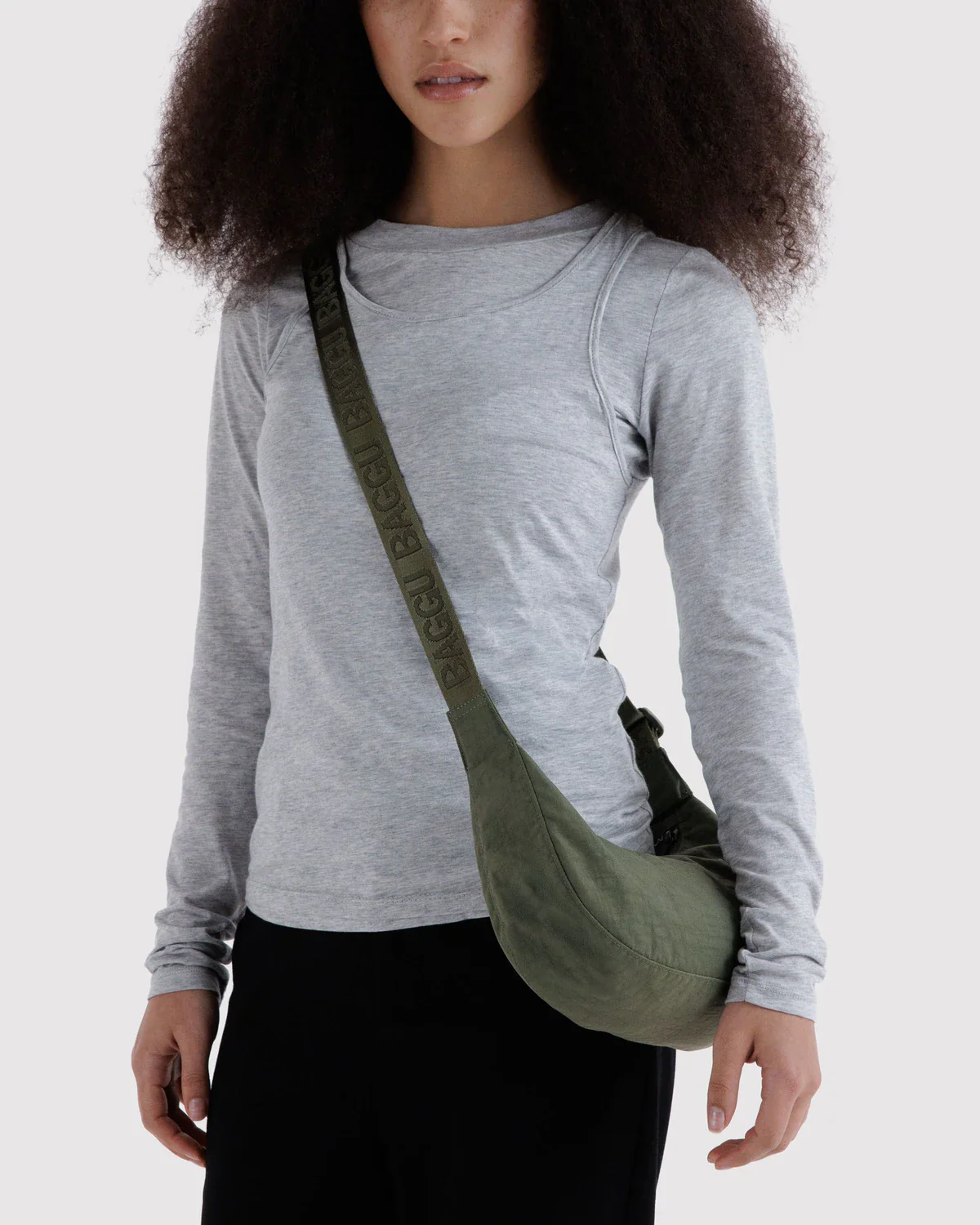 Small Nylon Crescent Bag in Caper - Image 2
