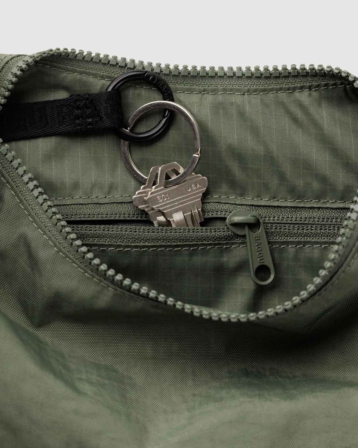 Small Nylon Crescent Bag in Caper - Image 3