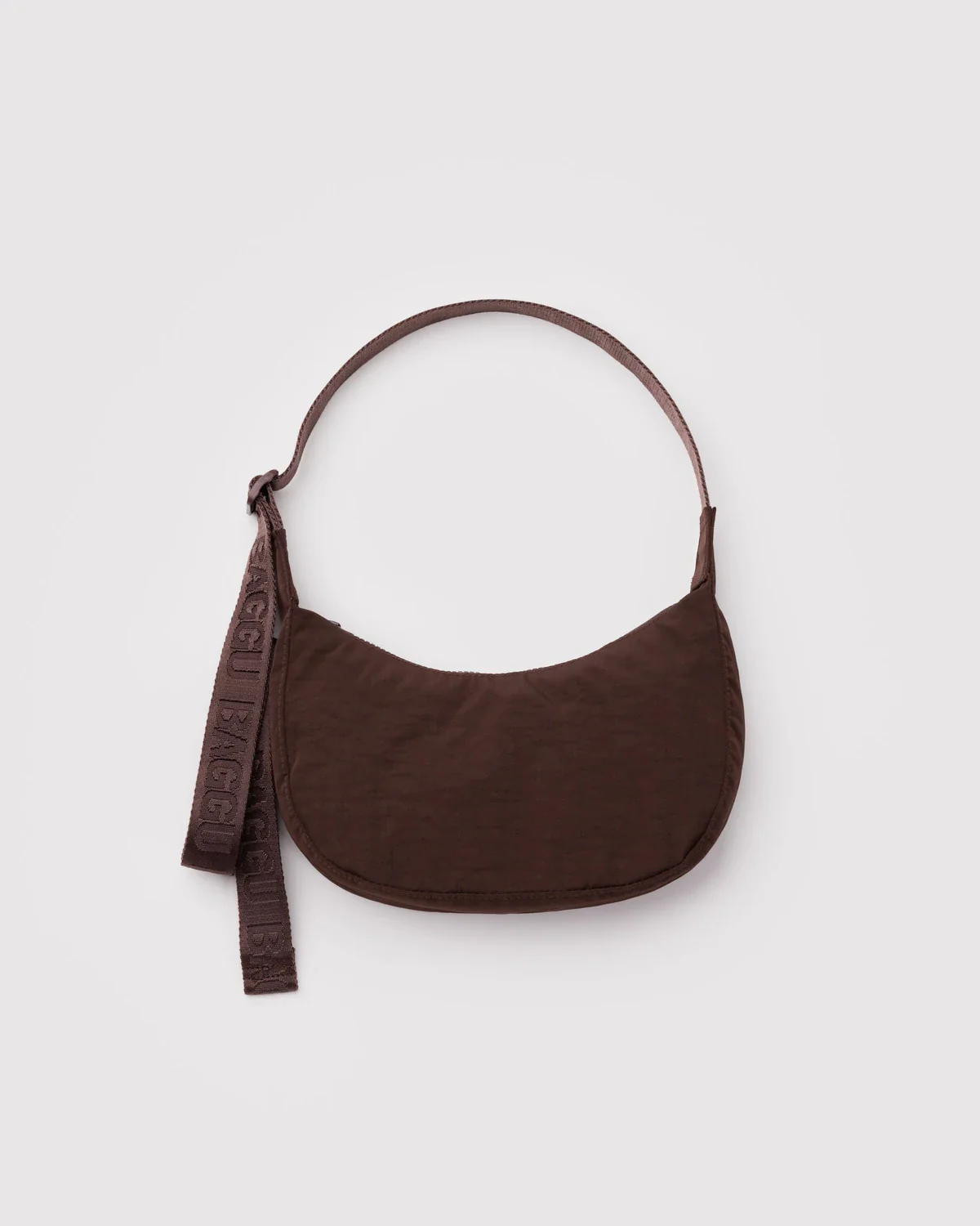 Small Nylon Crescent Bag in Coffee
