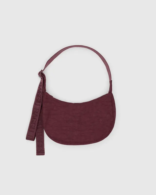 Small Nylon Crescent Bag in Mahogany