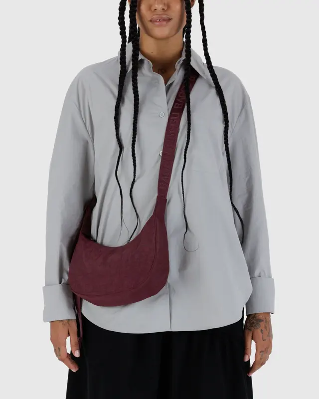 Small Nylon Crescent Bag in Mahogany - Image 2