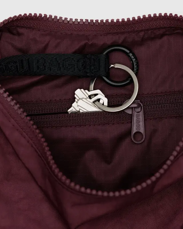Small Nylon Crescent Bag in Mahogany - Image 3