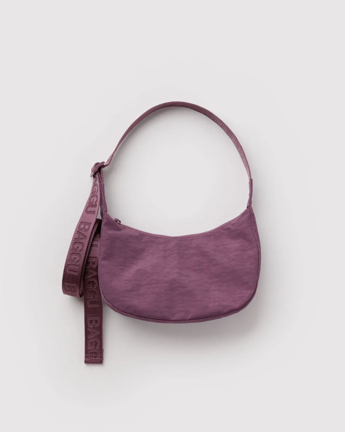 Small Nylon Crescent Bag in Wild Plum