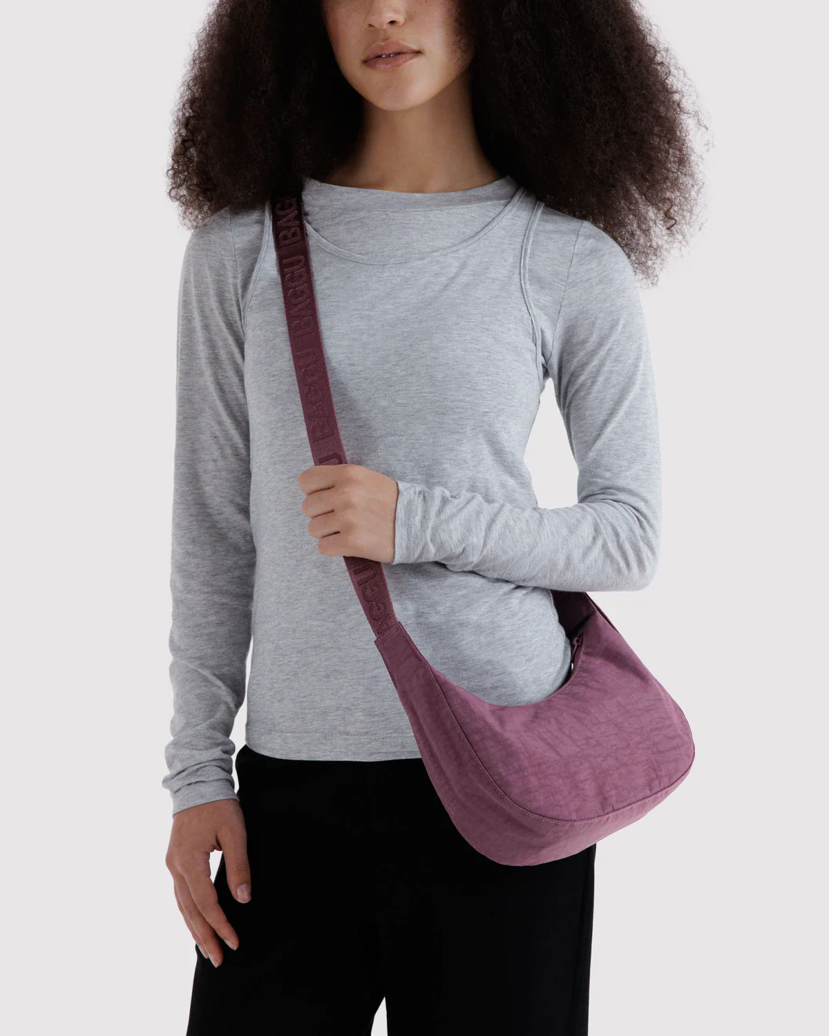 Small Nylon Crescent Bag in Wild Plum - Image 2