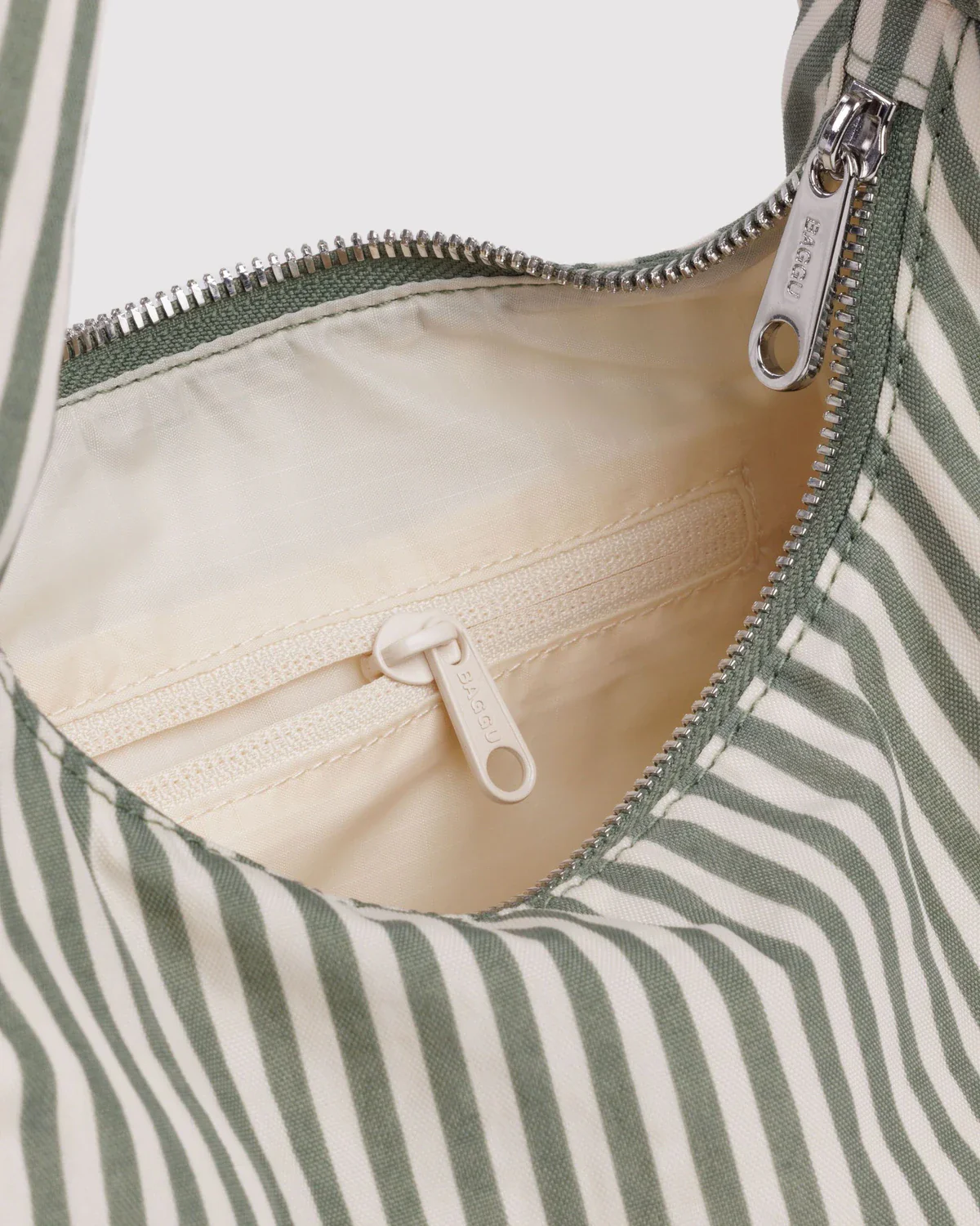 Small Nylon Meringue Bag in Sage Stripe - Image 4