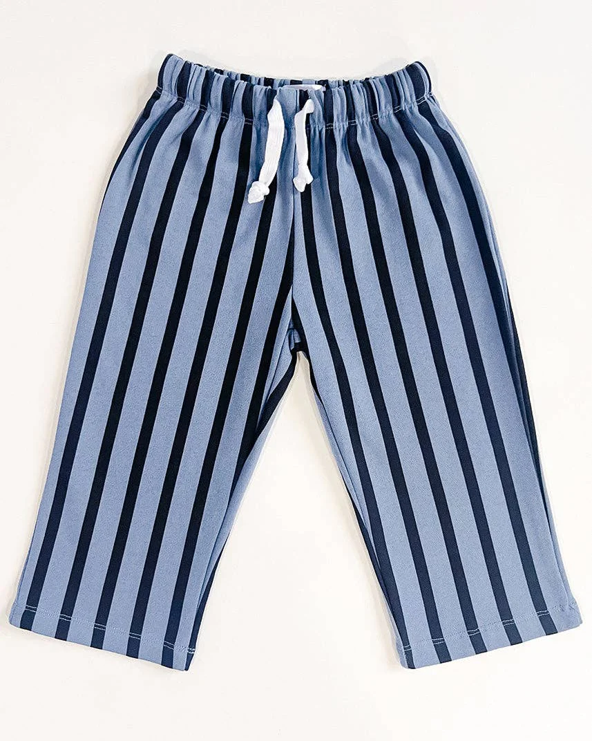 Striped Drawstring Pant in Blue & Black