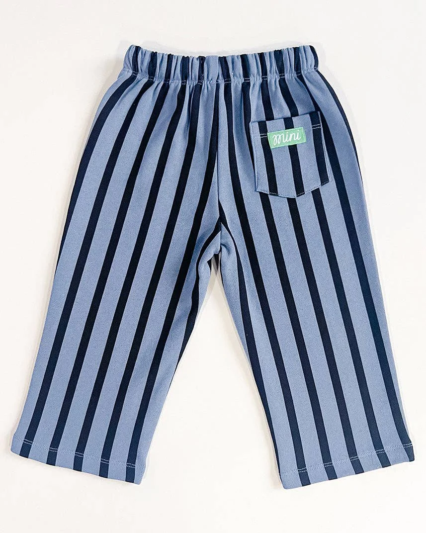 Striped Drawstring Pant in Blue & Black - Image 3